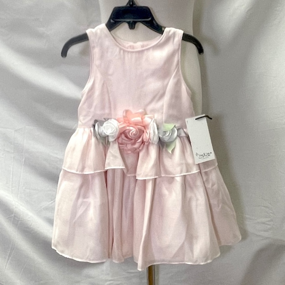 Pippa & Julie Pink Sleeveless Flower Waist Girls‎ Party Dress Size 2T